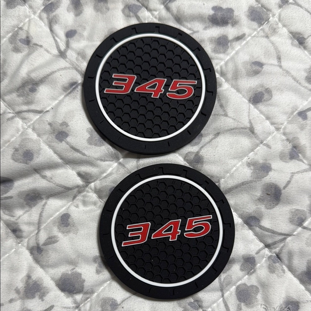 Black and Red 345 Car Coasters